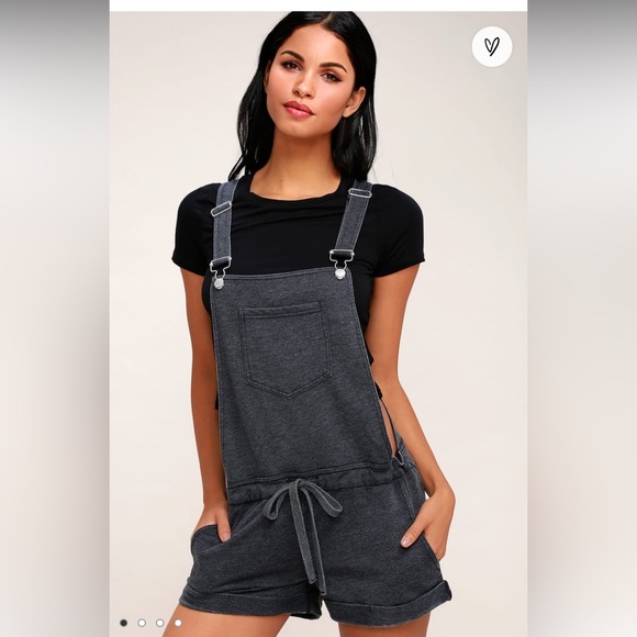 ❗️SOLD❗️Z Supply Charcoal Black Candace Short OverAlls Size L - Picture 2 of 12